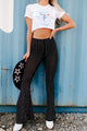 See Me Shine Mesh Rhinestone Flare Pants (Black) - NanaMacs