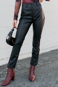 Hank Faux Leather Kancan Skinny Fit Pants (Black) - NanaMacs