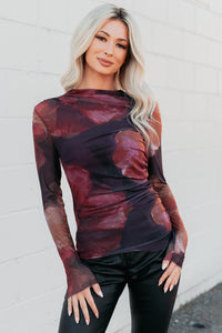 True Self Floral Mesh Long Sleeve Top (Fuchsia/Multi) - NanaMacs