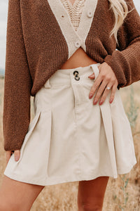 Spring In The Air Corduroy Mini Skirt (Beige) - NanaMacs