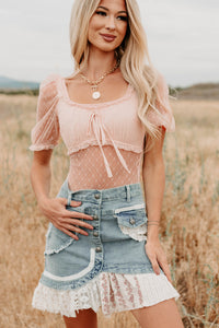 Let's Stick Together Patchwork Mini POL Skirt (Denim) - NanaMacs