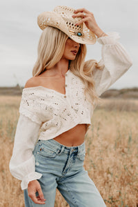 Grace & Flare Crochet Knit Blouse (Natural) - NanaMacs