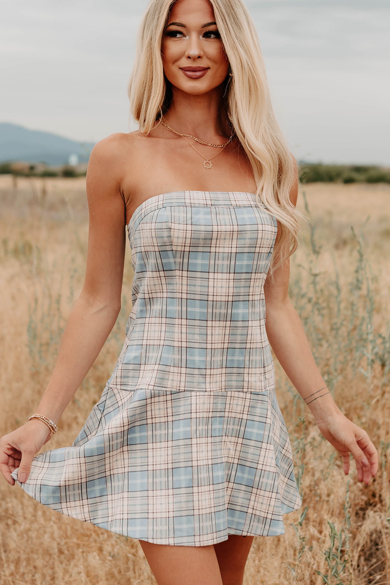 andmary アンドマリー slena chek mini dress ANDMARY】Selena check mini dress