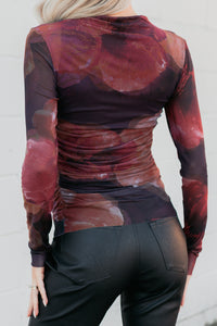 True Self Floral Mesh Long Sleeve Top (Fuchsia/Multi) - NanaMacs