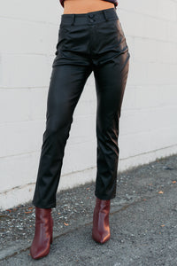 Hank Faux Leather Kancan Skinny Fit Pants (Black) - NanaMacs