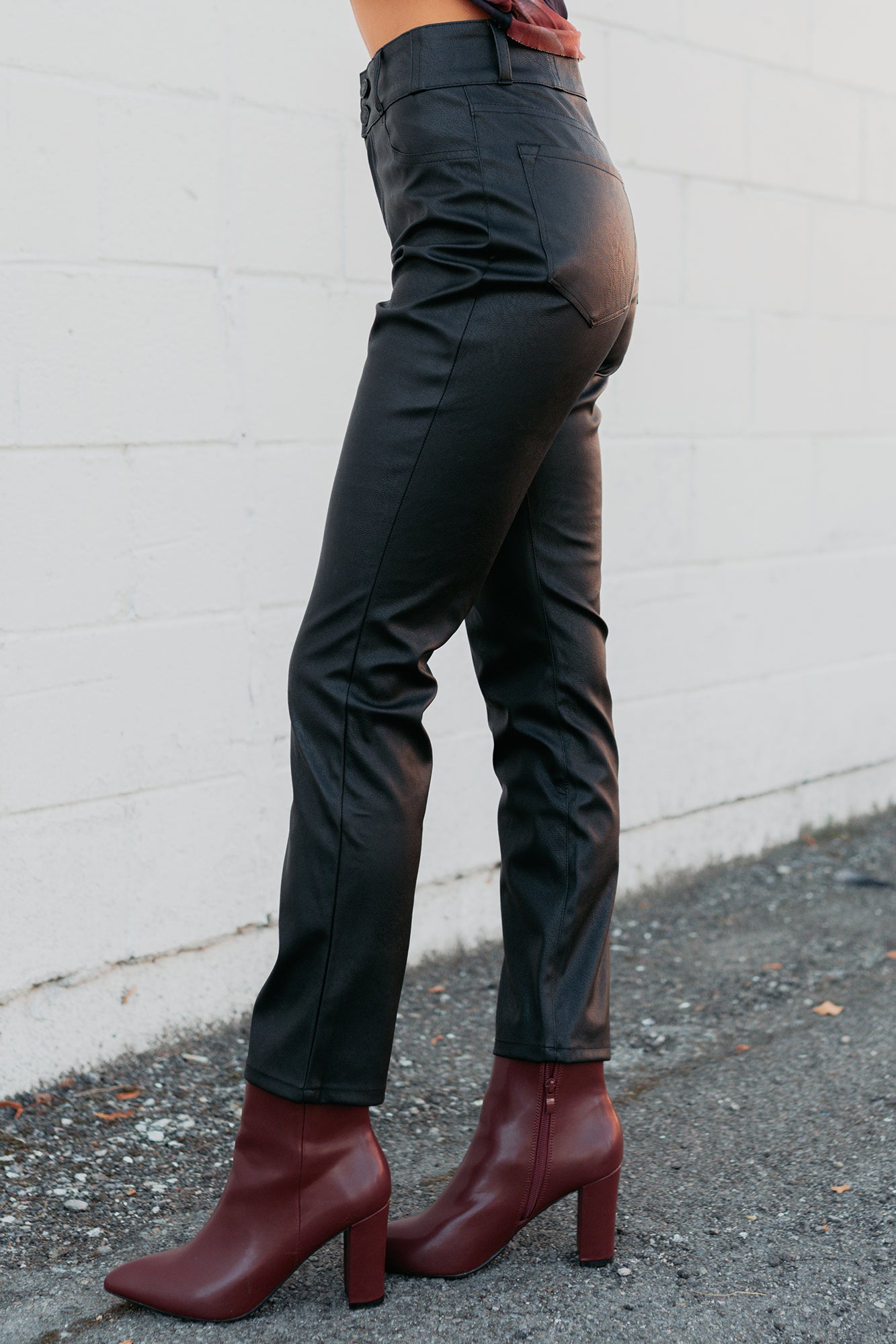 Hank Faux Leather Kancan Skinny Fit Pants (Black) - NanaMacs