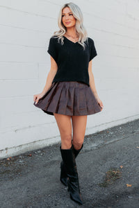 Coming Around Short Sleeve Sweater Top (Black) - NanaMacs