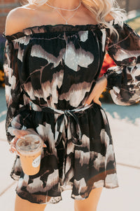 Chic Reign Off The Shoulder Mini Dress (Black Combo) - NanaMacs