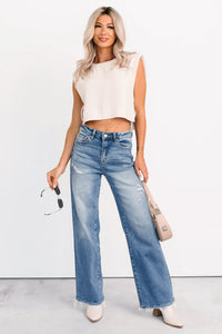 Simply Divided Sleeveless Side Tie Linen Top (Oatmeal) - NanaMacs