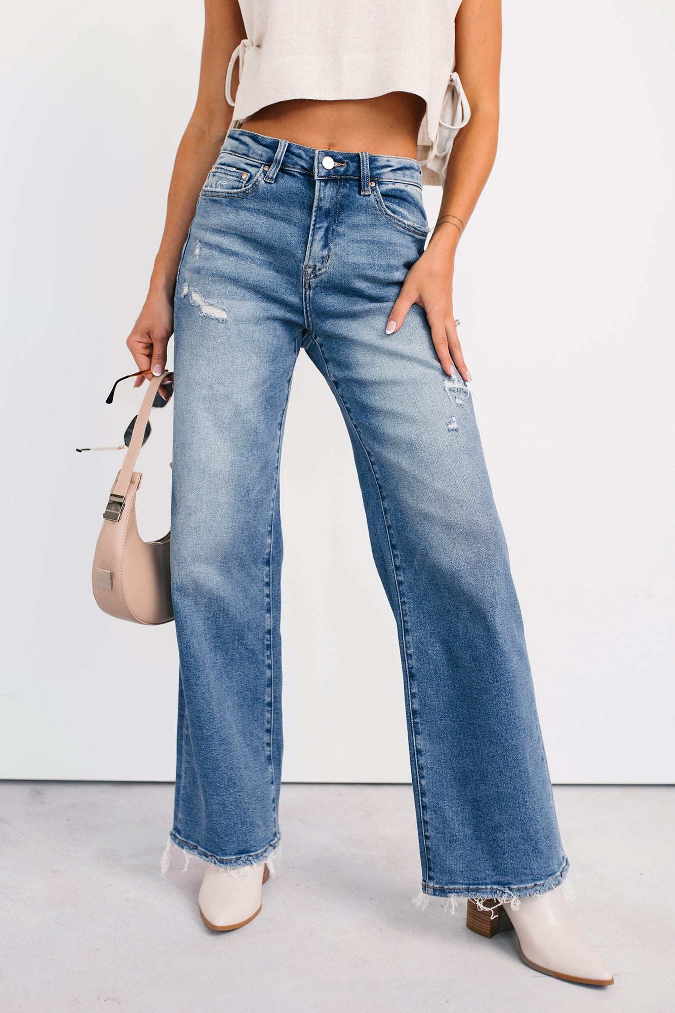 Zari High Rise Straight Leg Mica Denim Jeans (Medium) - NanaMacs