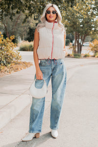 On The Reverse Side Reversible Puffer Vest (Hibiscus/Beige) - NanaMacs