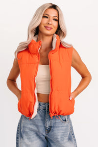 On The Reverse Side Reversible Puffer Vest (Tomato/Beige) - NanaMacs