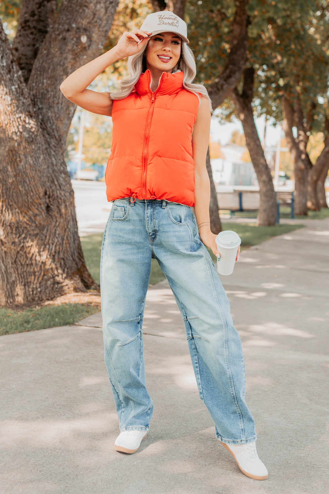 On The Reverse Side Reversible Puffer Vest (Tomato/Beige) - NanaMacs