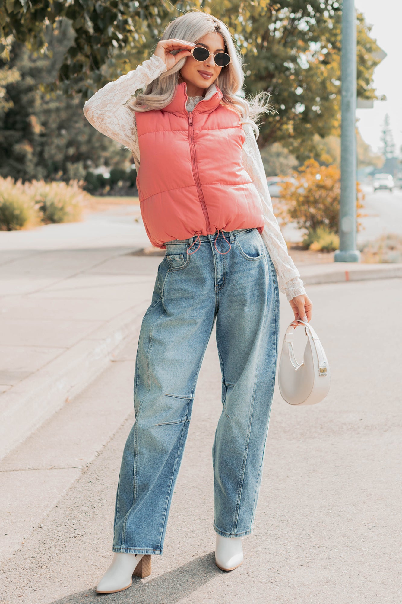 On The Reverse Side Reversible Puffer Vest (Hibiscus/Beige) - NanaMacs