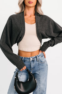 Lounge Cloud Ribbed Long Sleeve Shrug (Charcoal) - NanaMacs