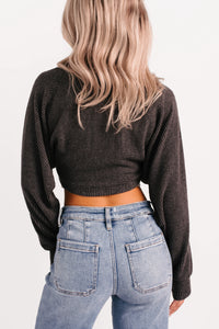 Lounge Cloud Ribbed Long Sleeve Shrug (Charcoal) - NanaMacs