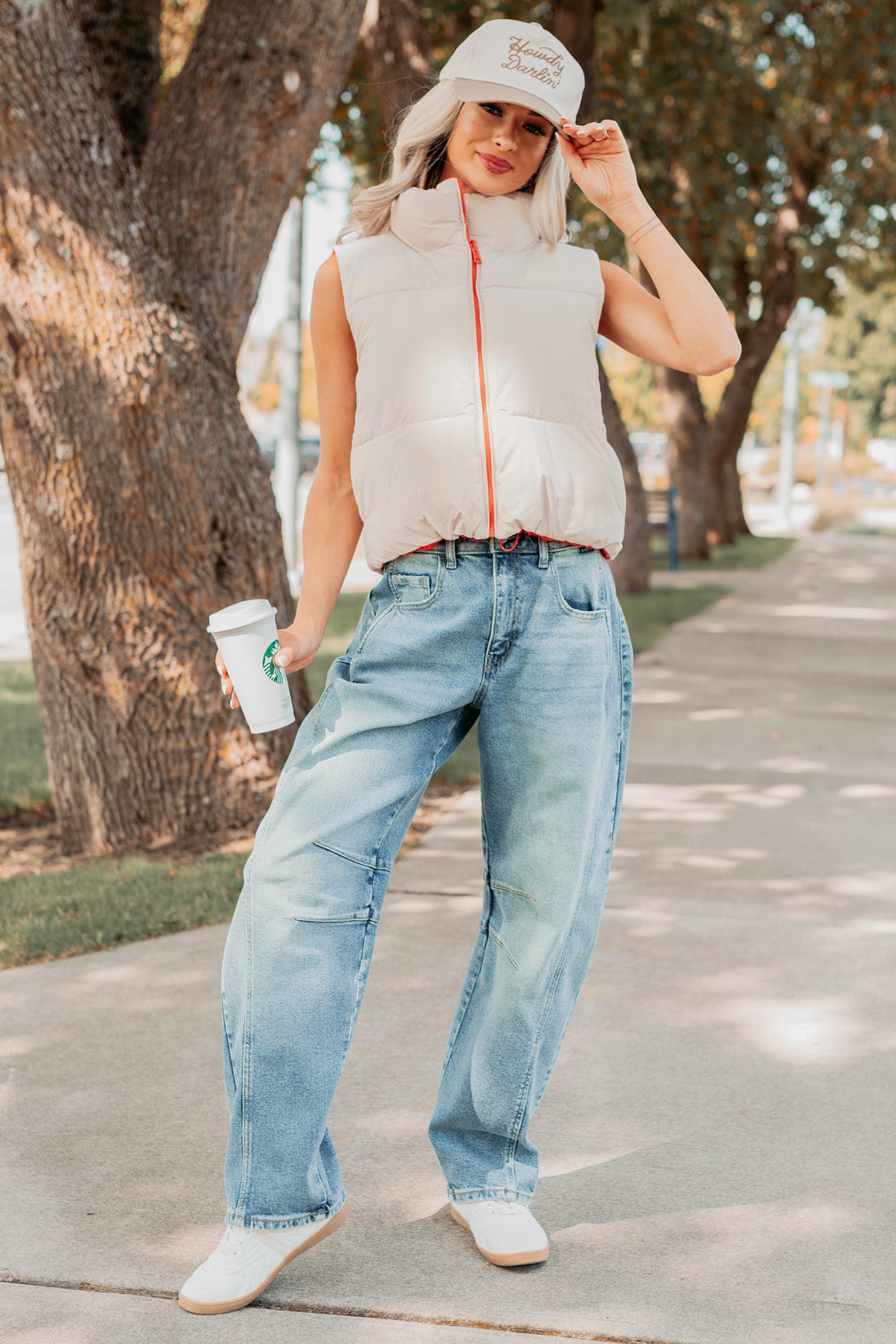 On The Reverse Side Reversible Puffer Vest (Tomato/Beige) - NanaMacs