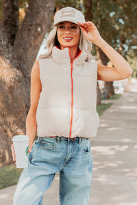 On The Reverse Side Reversible Puffer Vest (Tomato/Beige) - NanaMacs