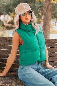 On The Reverse Side Reversible Puffer Vest (Green/Beige) - NanaMacs