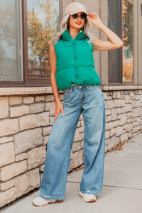 On The Reverse Side Reversible Puffer Vest (Green/Beige) - NanaMacs