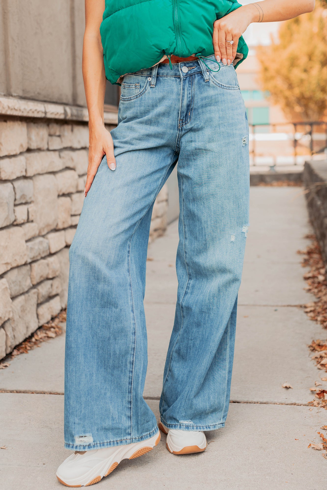 Jillian High Rise Wide Leg Mica Denim Jeans (Le Bleu) - NanaMacs