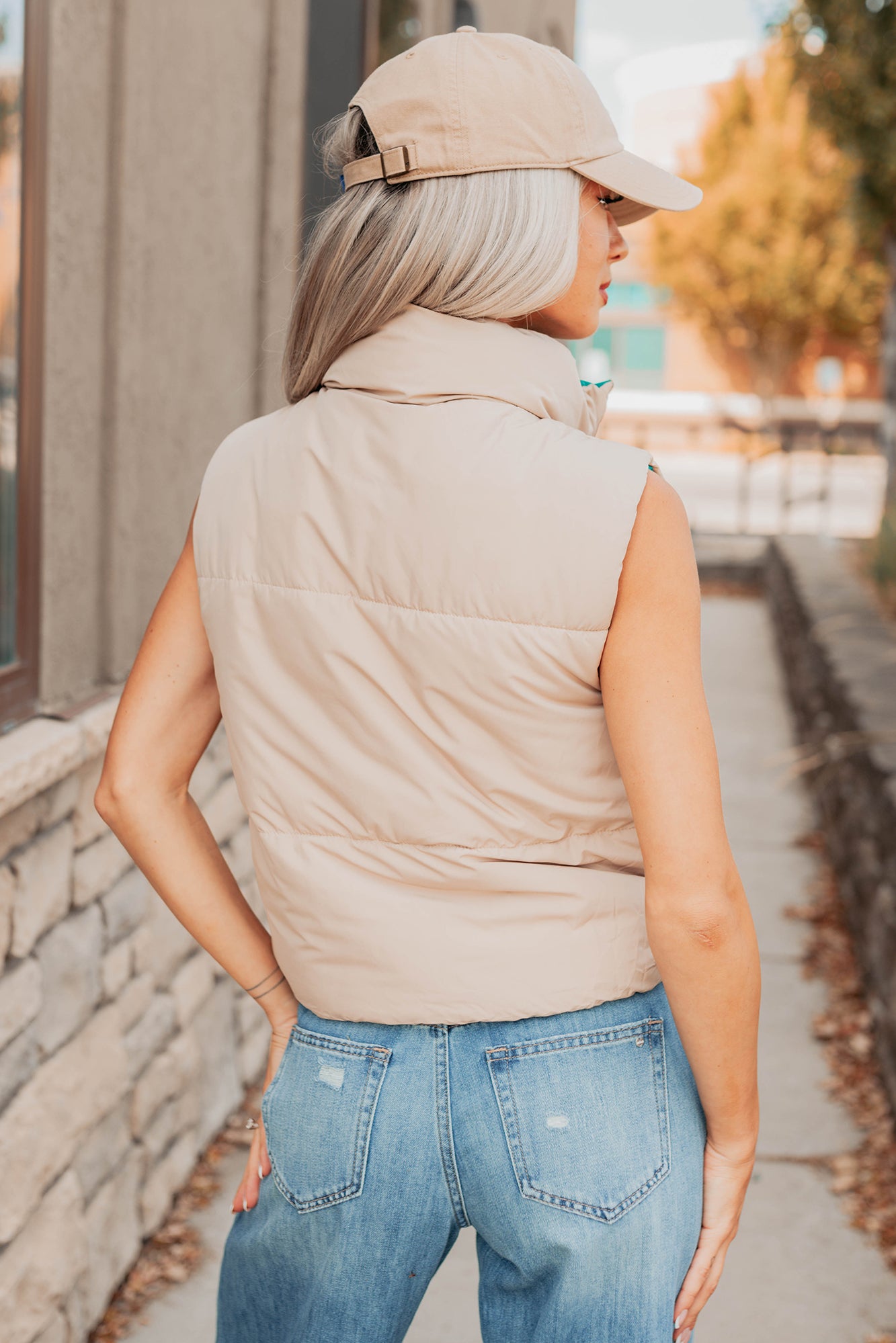 On The Reverse Side Reversible Puffer Vest (Green/Beige) - NanaMacs