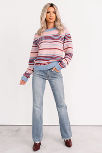 Pure Sunshine Striped Knit Sweater (Pink/Blue/Wine) - NanaMacs