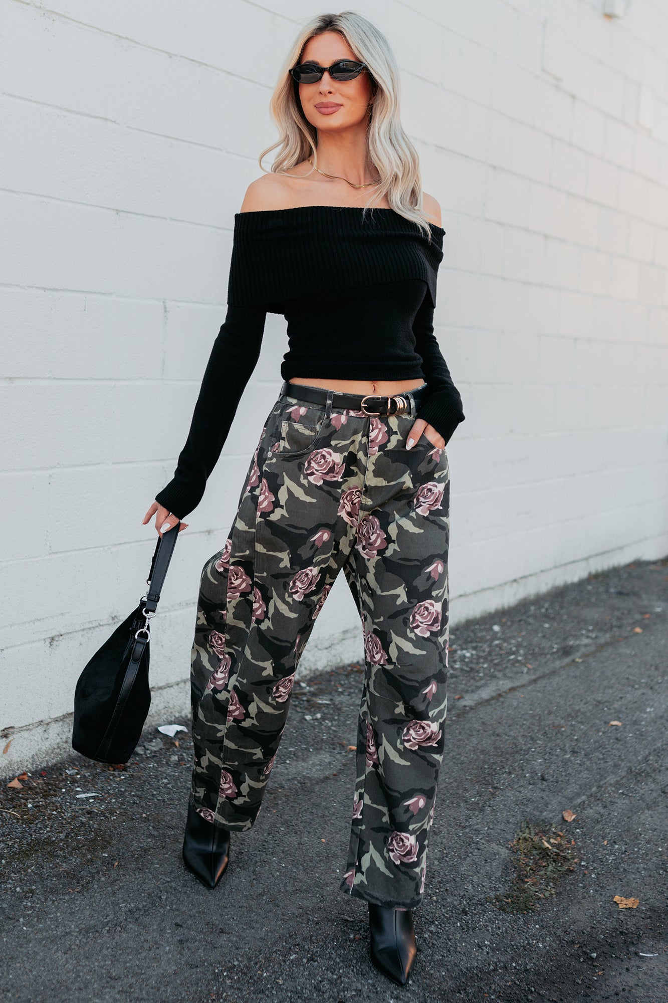 Cover Me In Roses Floral Barrel Jeans (Camo) - NanaMacs