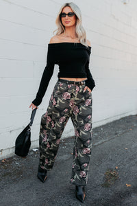 Cover Me In Roses Floral Barrel Jeans (Camo) - NanaMacs