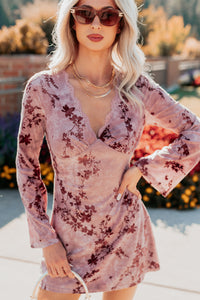 Top Tier Love Floral Velvet Mini Dress (Blush) - NanaMacs
