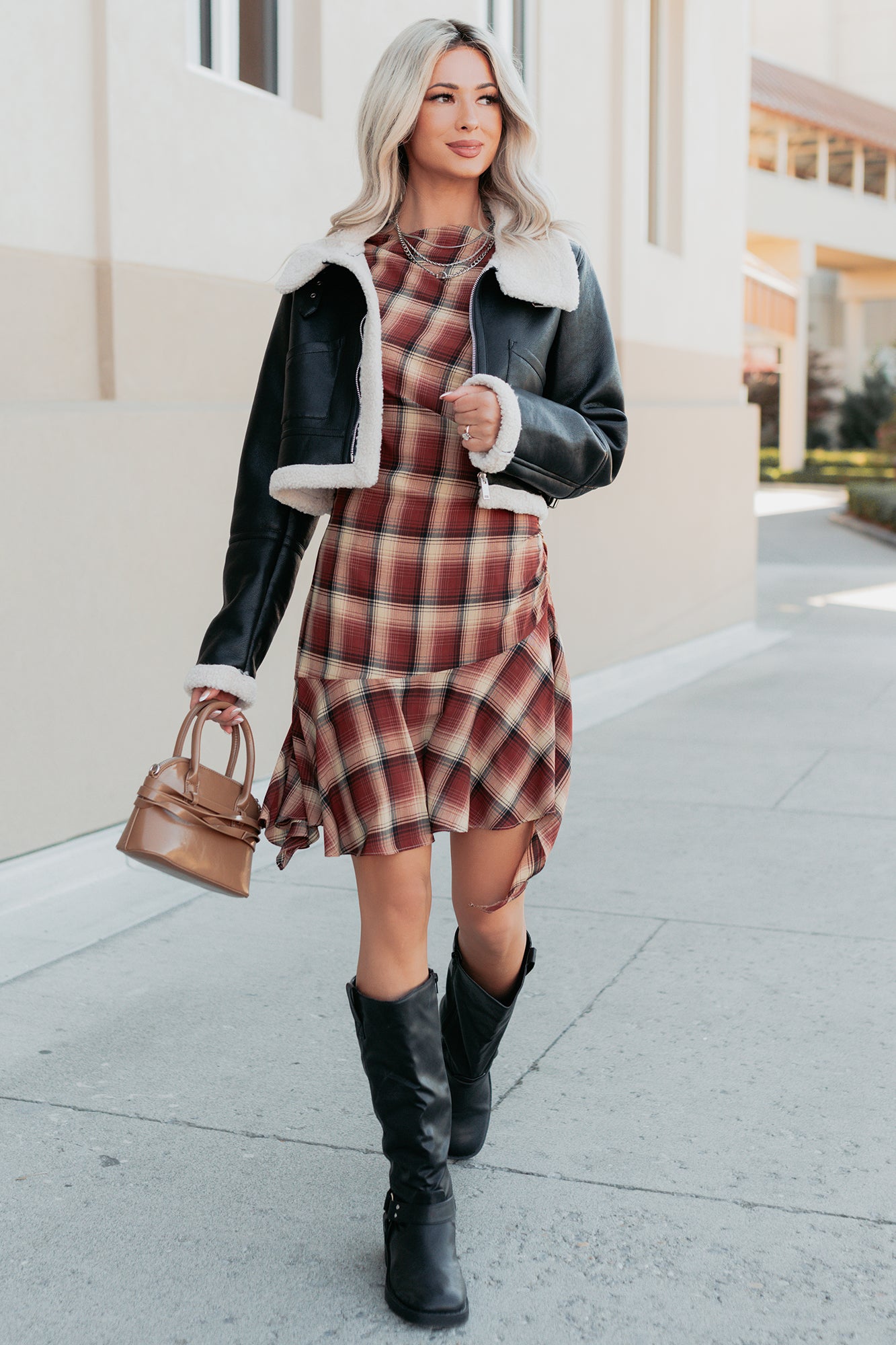 Urban Chill Faux Leather Sherpa Lined Jacket (Black/Beige) - NanaMacs