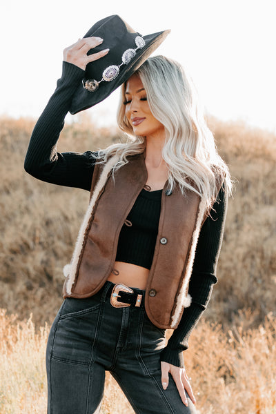 Mountain Muse Faux Suede Vest (Chocolate) - NanaMacs