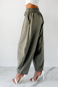 Wandering Home Braided Tie Barrel Sweatpants (Olive) - NanaMacs