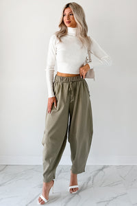 Wandering Home Braided Tie Barrel Sweatpants (Olive) - NanaMacs