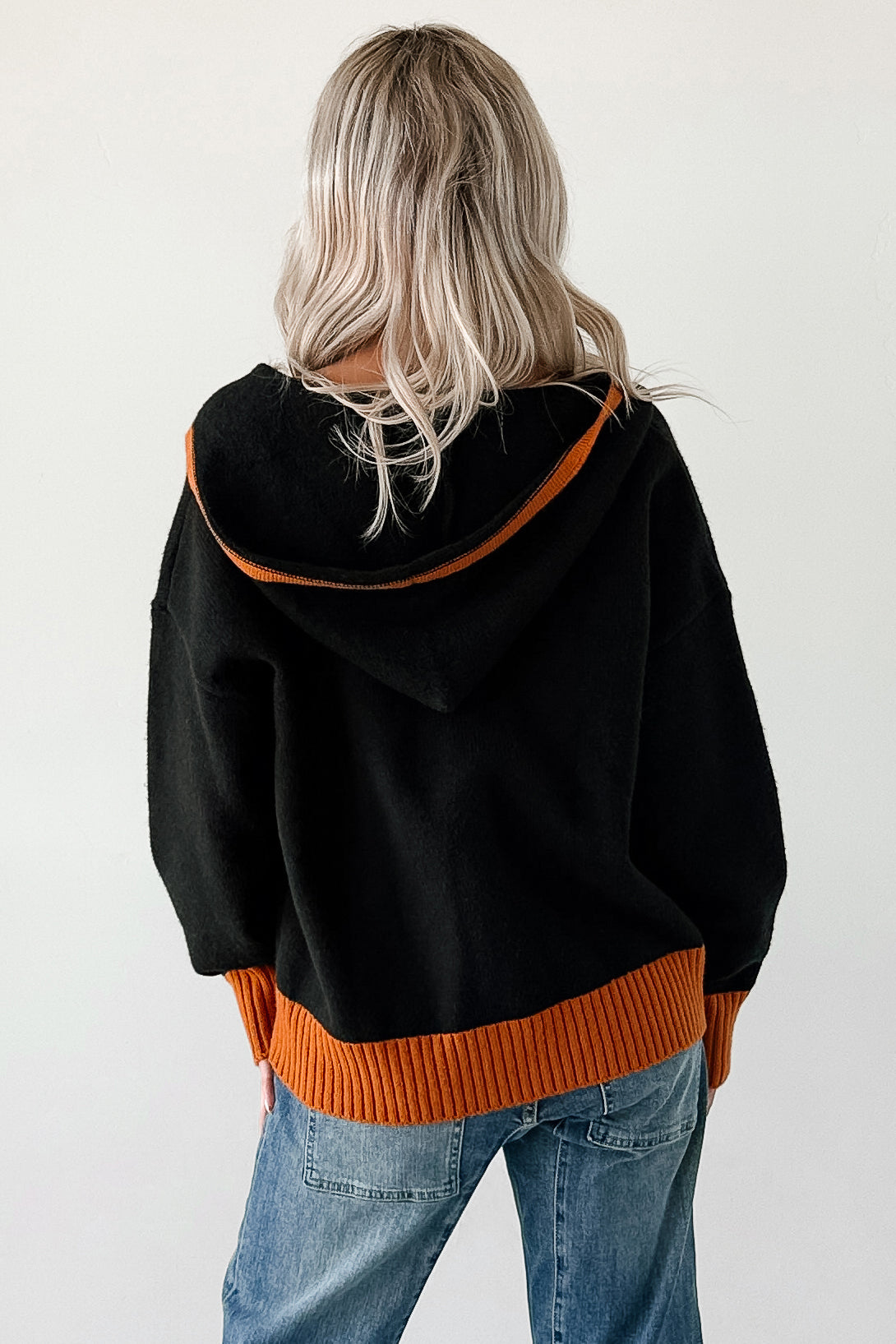 Ghostly Grins Ghost Patch Zip-Up Hoodie (Black) - NanaMacs