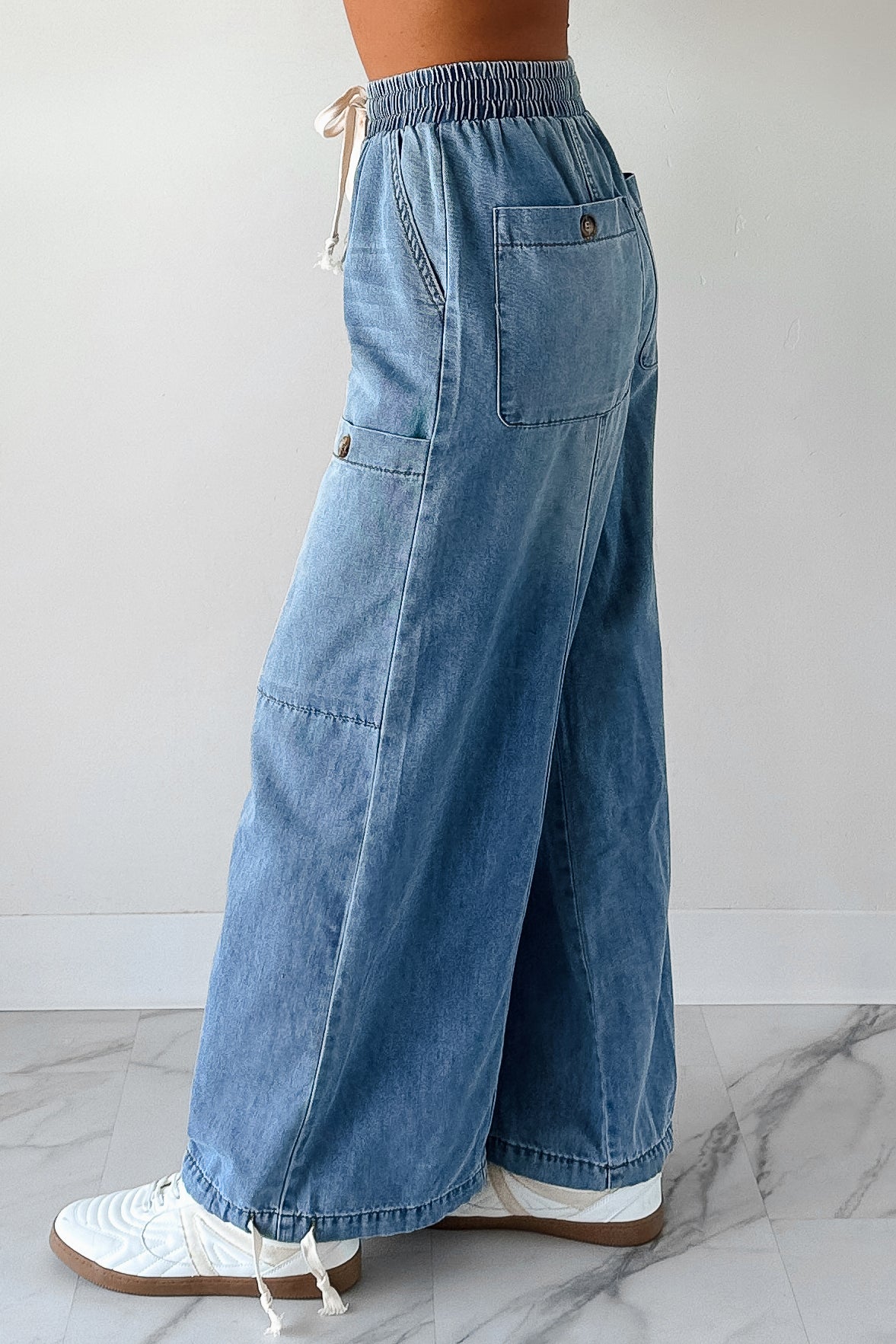 Restless Soul Denim Wide Leg Drawstring Pants (Light) · NanaMacs