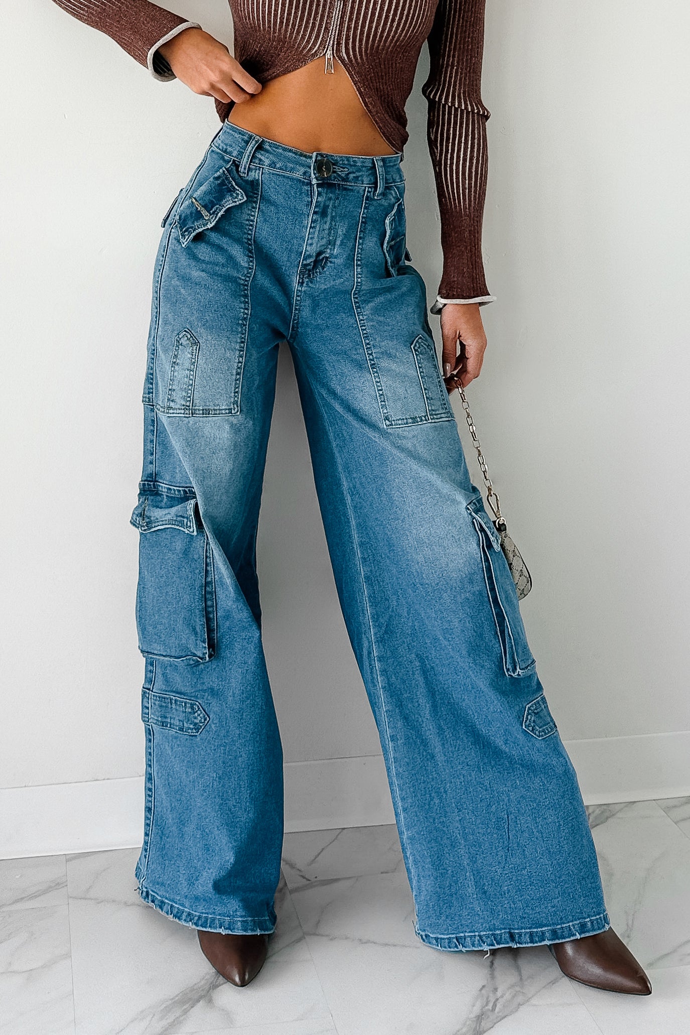 Susan Wide Leg Balboa Cargo Jeans (Medium) - NanaMacs
