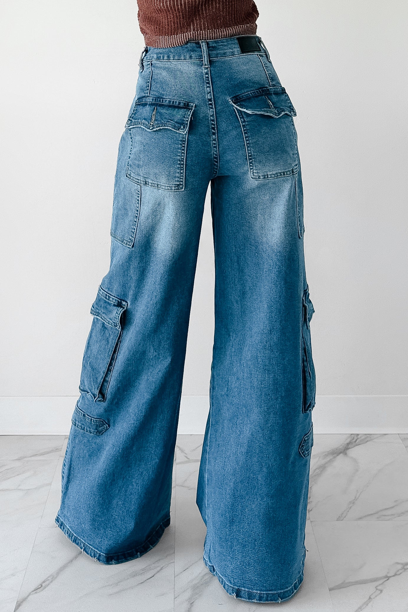 Susan Wide Leg Balboa Cargo Jeans (Medium) - NanaMacs