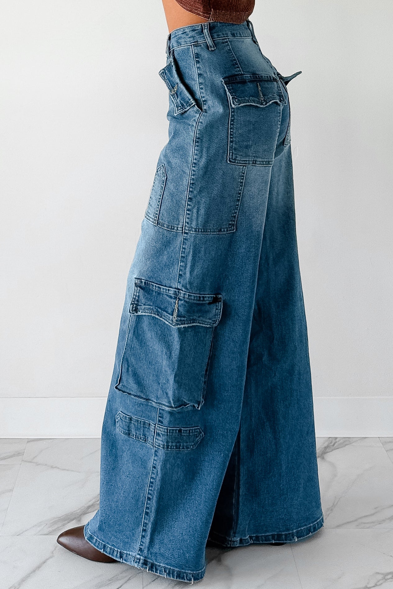 Susan Wide Leg Balboa Cargo Jeans (Medium) - NanaMacs