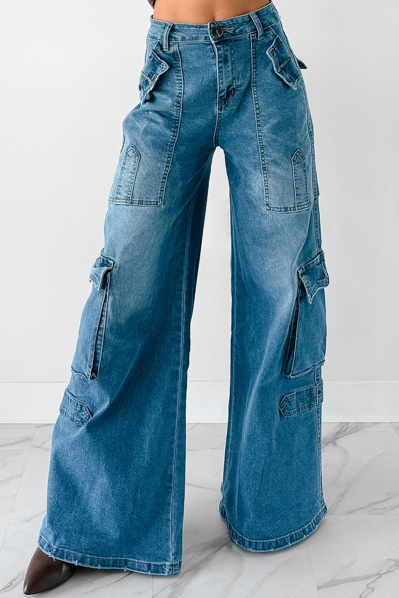 Susan Wide Leg Balboa Cargo Jeans (Medium) - NanaMacs