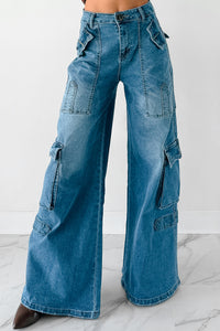 Susan Wide Leg Balboa Cargo Jeans (Medium) - NanaMacs