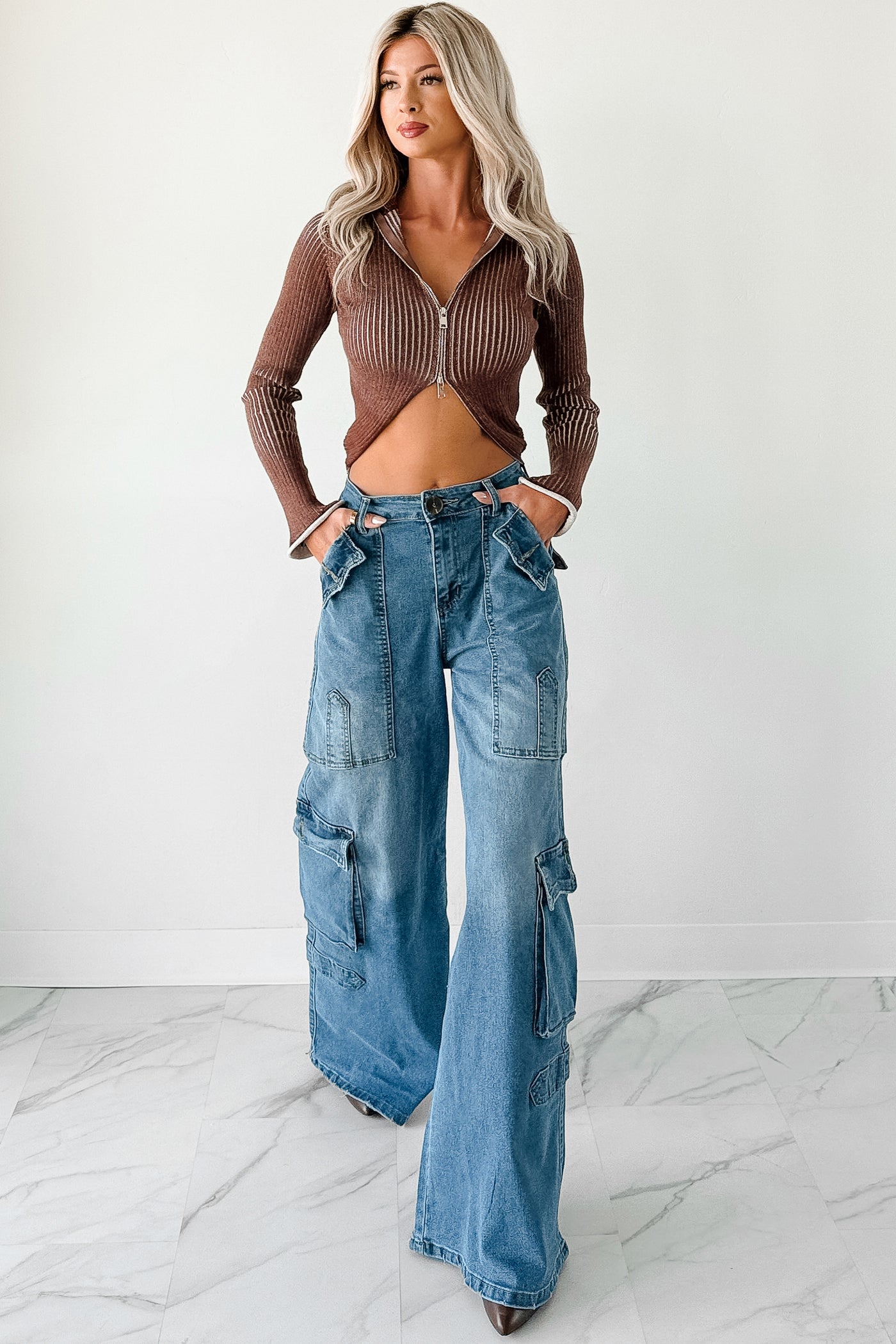 Susan Wide Leg Balboa Cargo Jeans (Medium) - NanaMacs