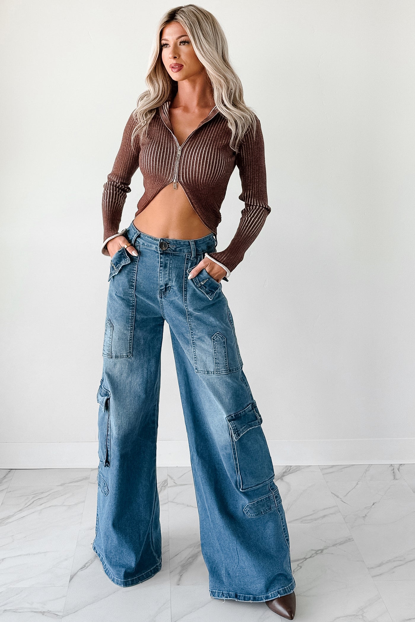 Susan Wide Leg Balboa Cargo Jeans (Medium) - NanaMacs