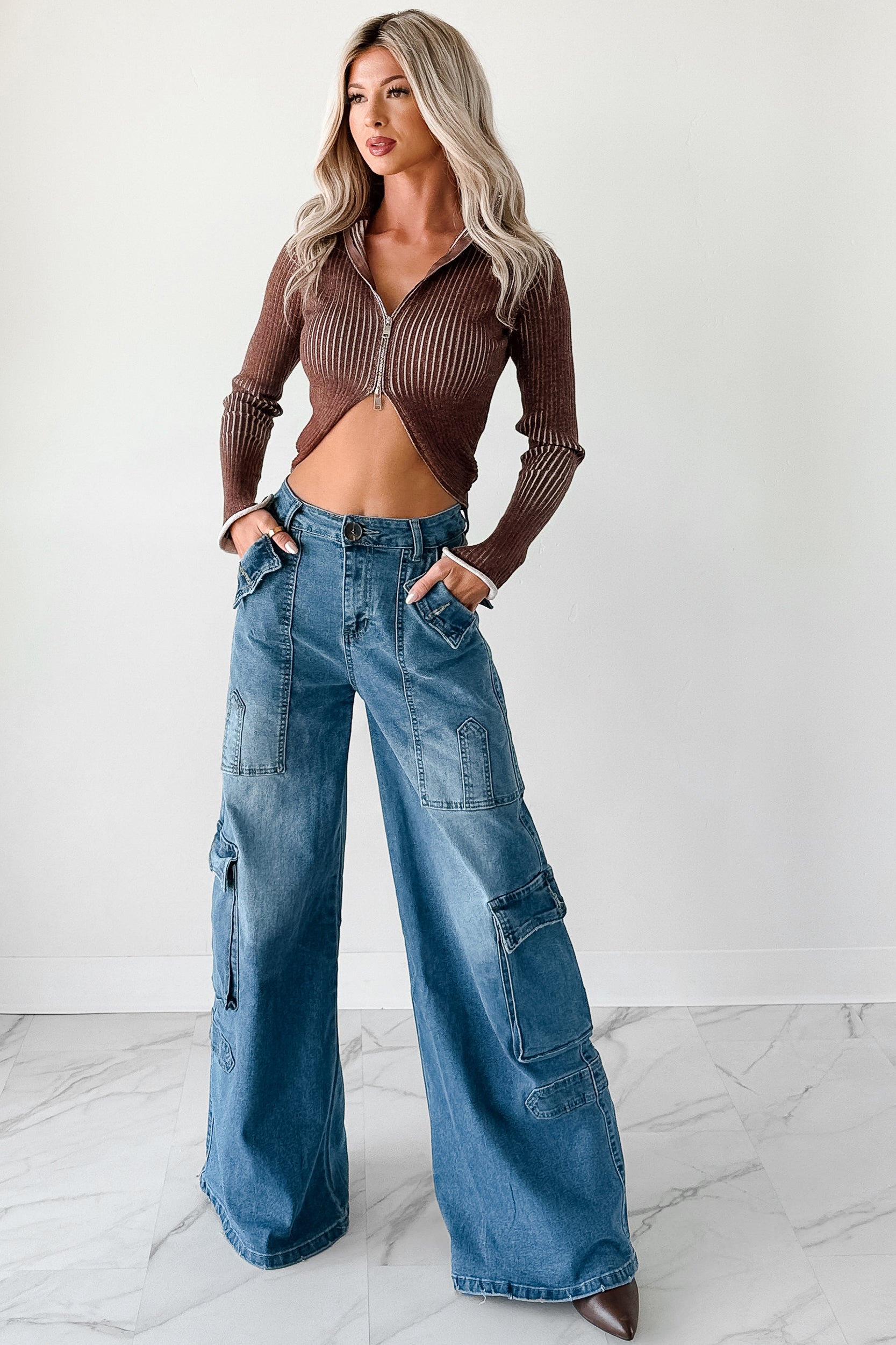 Susan Wide Leg Balboa Cargo Jeans (Medium) - NanaMacs