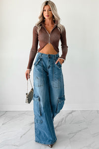 Susan Wide Leg Balboa Cargo Jeans (Medium) - NanaMacs