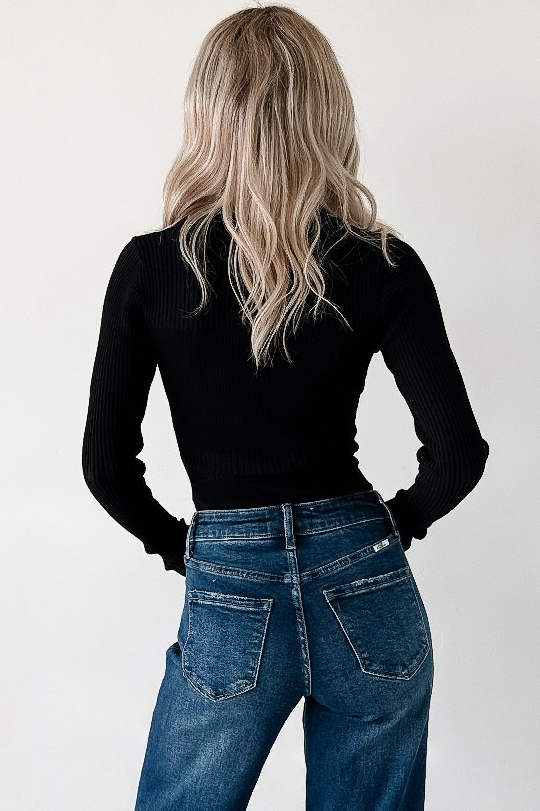 Serene Vibes Long Sleeve Polo Knit Bodysuit (Black) - NanaMacs