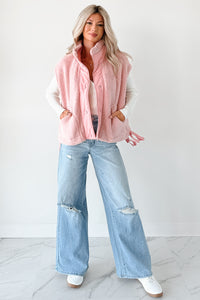 Dream Ahead Fleece Side Tie Vest (Pink) - NanaMacs