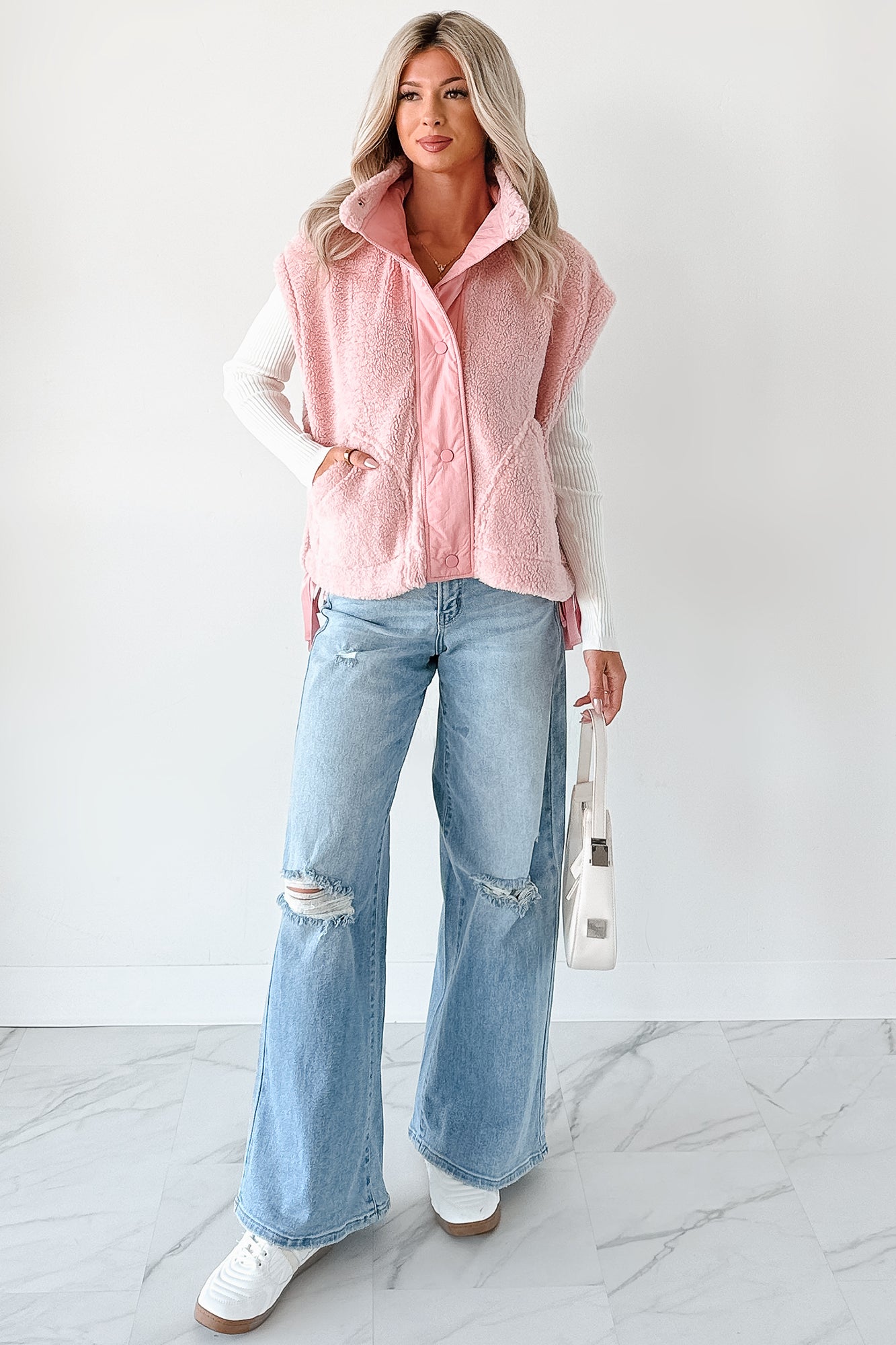 Jeremy High Rise Wide Leg Distressed Cello Jeans (Light) - NanaMacs