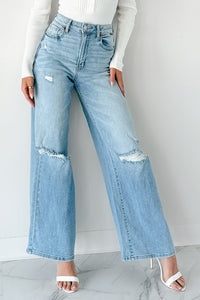 Jeremy High Rise Wide Leg Distressed Cello Jeans (Light) - NanaMacs