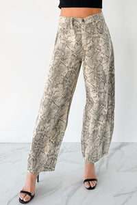 Hale Barrel Leg Very J Animal Print Jeans (Beige Snake) - NanaMacs